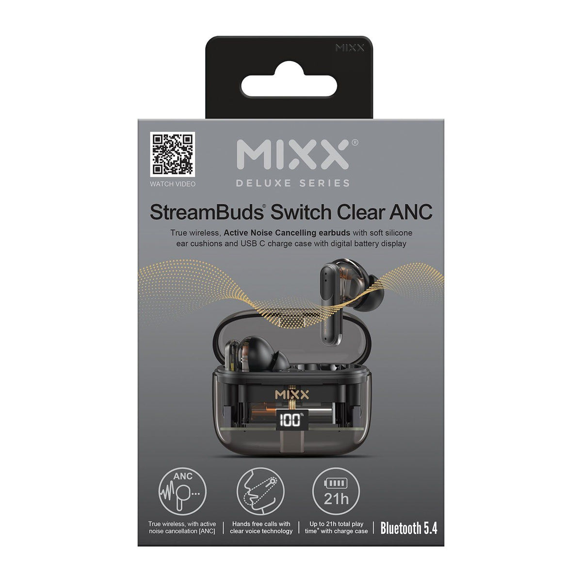 Mixx Trådlösa Hörlurar StreamBuds Switch Clear ANC Svart