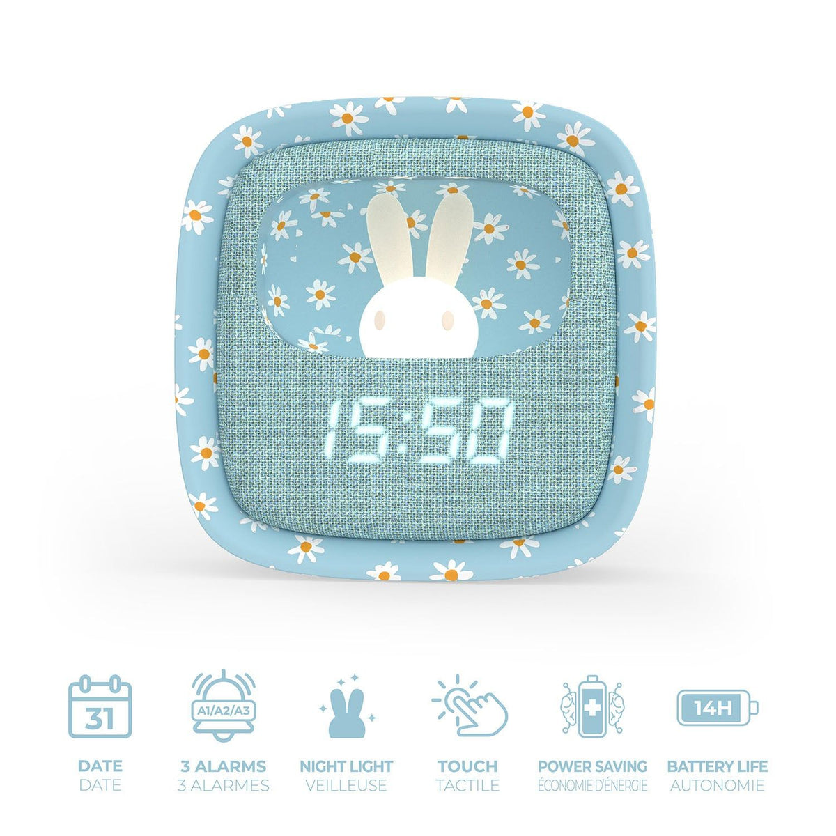 Mobility on Board Väckarklocka med Nattlampa Billy Clock Blue Flower