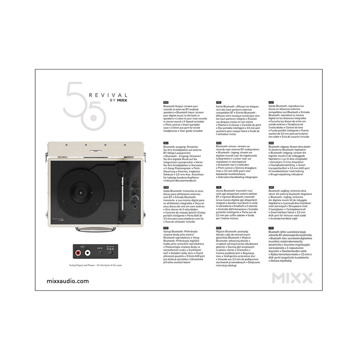 Mixx Revival 55 Vinylspelare Stereo Cream