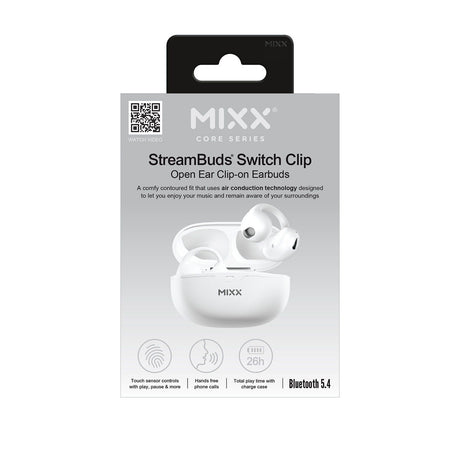 Mixx Trådlösa Open-Ear Hörlurar StreamBuds Switch Clips Vit