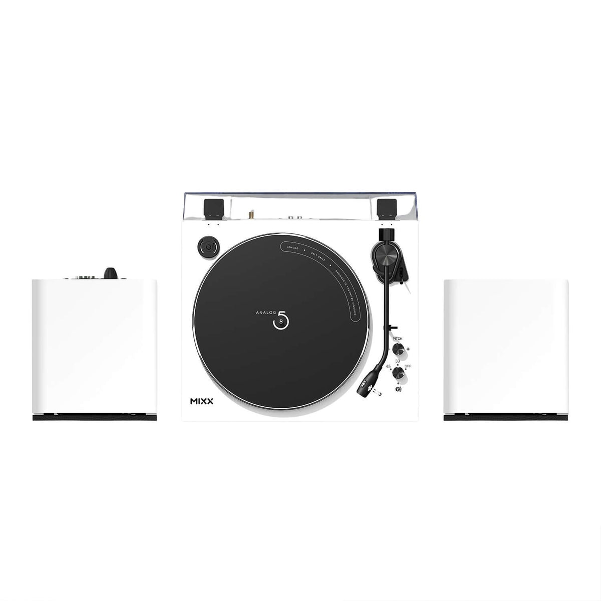 Mixx System 5 Vinylskivspelare Stereo med Högtalare Vit
