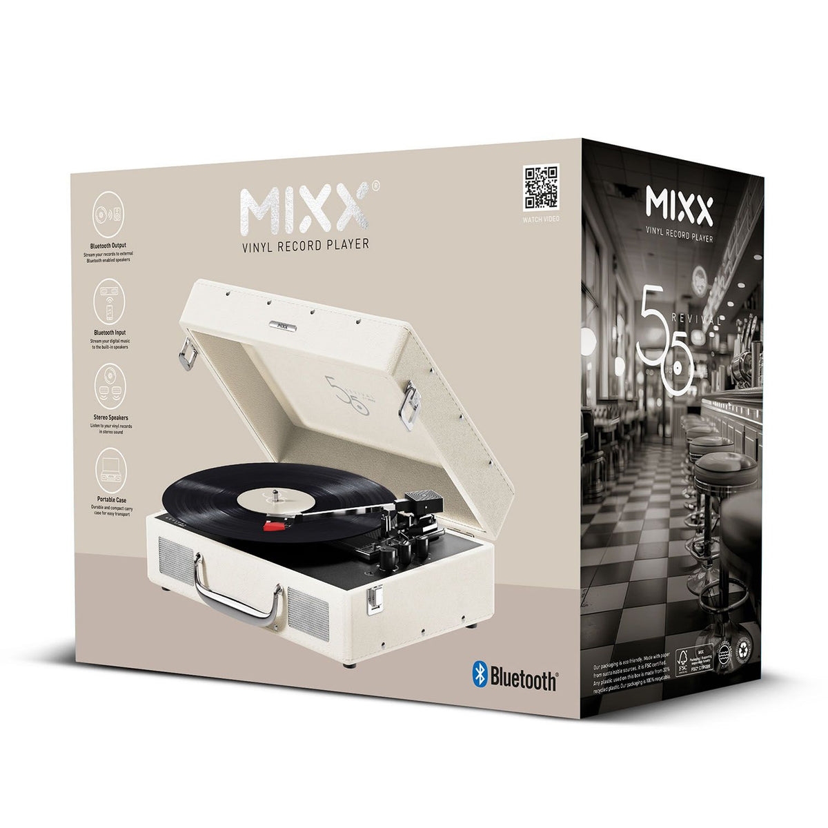 Mixx Revival 55 Vinylspelare Stereo Cream
