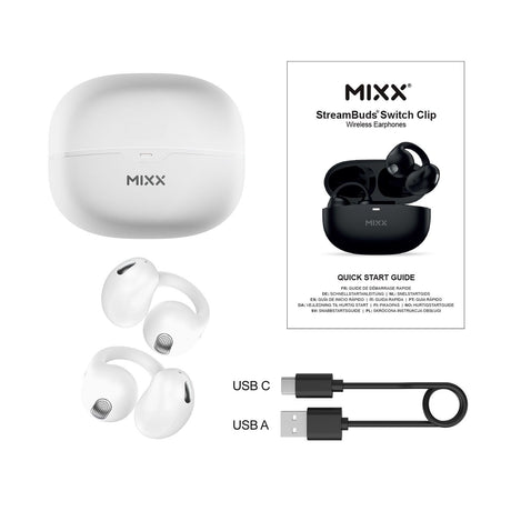 Mixx Trådlösa Open-Ear Hörlurar StreamBuds Switch Clips Vit