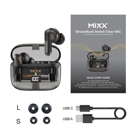 Mixx Trådlösa Hörlurar StreamBuds Switch Clear ANC Svart