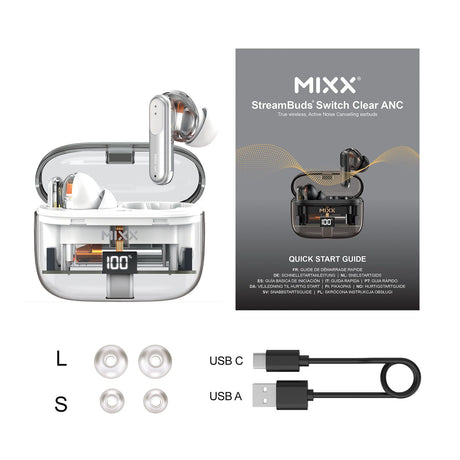 Mixx Trådlösa Hörlurar StreamBuds Switch Clear ANC Vit