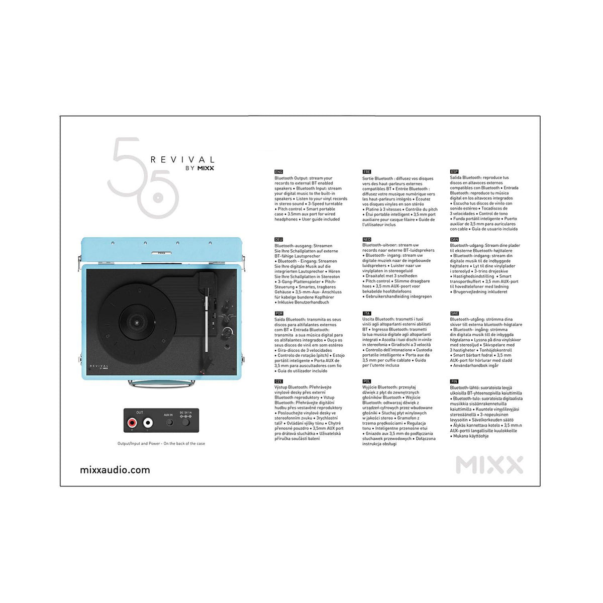 Mixx Revival 55 Vinylspelare Stereo Turkos