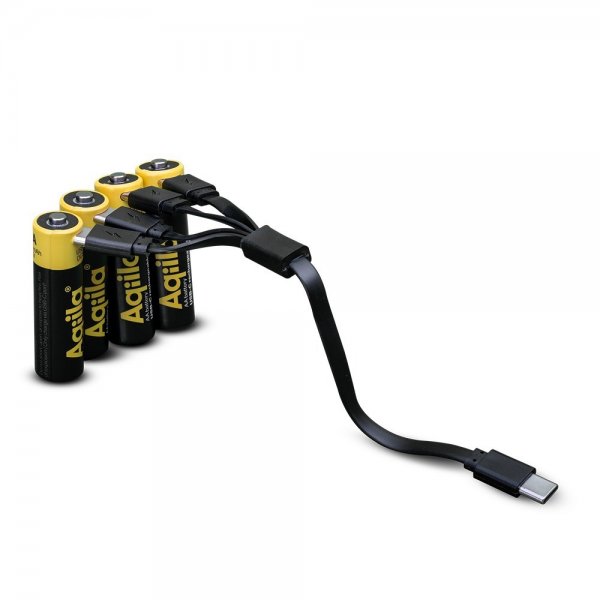 Aqiila Uppladdningsbart AA-batteri USB-C 4-pack