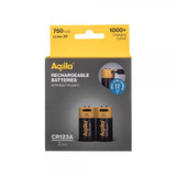 Aqiila Uppladdningsbart CR123A-batteri USB-C 2-pack