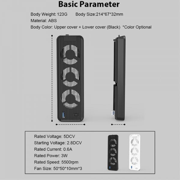USB 3.0 Kylningsfläkt till PlayStation 5 Vit