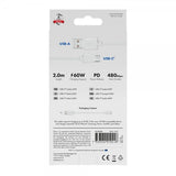 X2O USB-A till USB-C Kabel Basic 60W 2m Vit