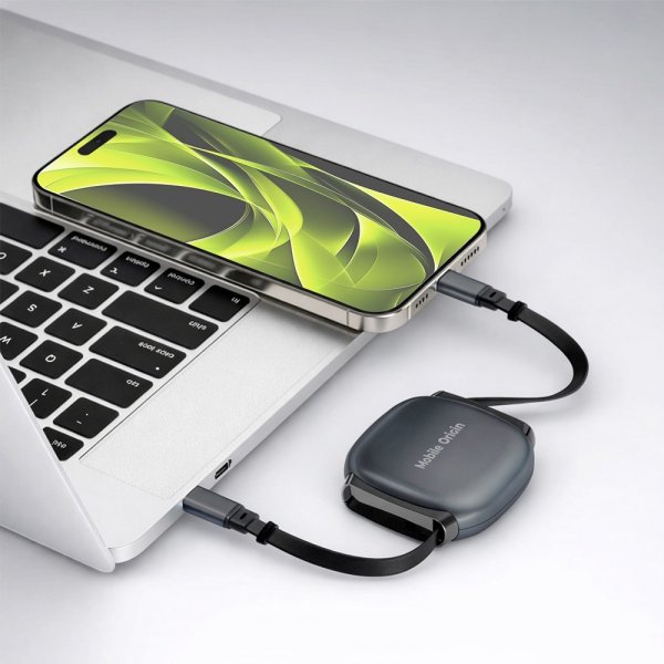 Mobile Origin USB-C Kabel 100W Retractable Cable Box Grå