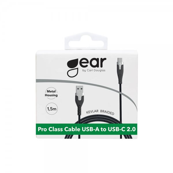 Gear USB-C Kabel Kevlar 1.5 meter Svart