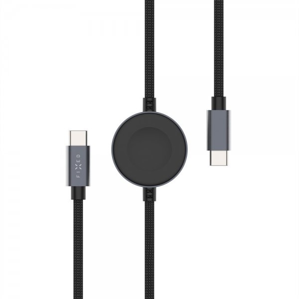 Fixed USB-C Kabel med Smartwatch-laddning 1.5m Svart