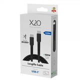 X2O USB-C till USB-C Kabel Longlife 100W 3m Svart