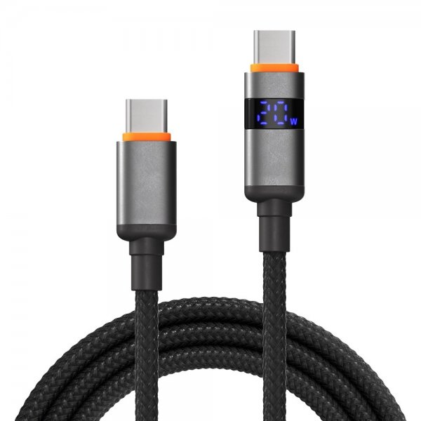 X2O USB-C till USB-C Kabel Longlife LED-display 100W 1.5m Svart
