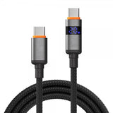 X2O USB-C till USB-C Kabel Longlife LED-display 100W 1.5m Svart