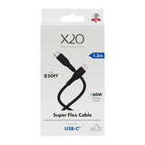 X2O USB-C till USB-C Kabel Superflex 60W 1.5m Svart