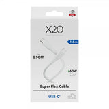 X2O USB-C till USB-C Kabel Superflex 60W 1.5m Vit