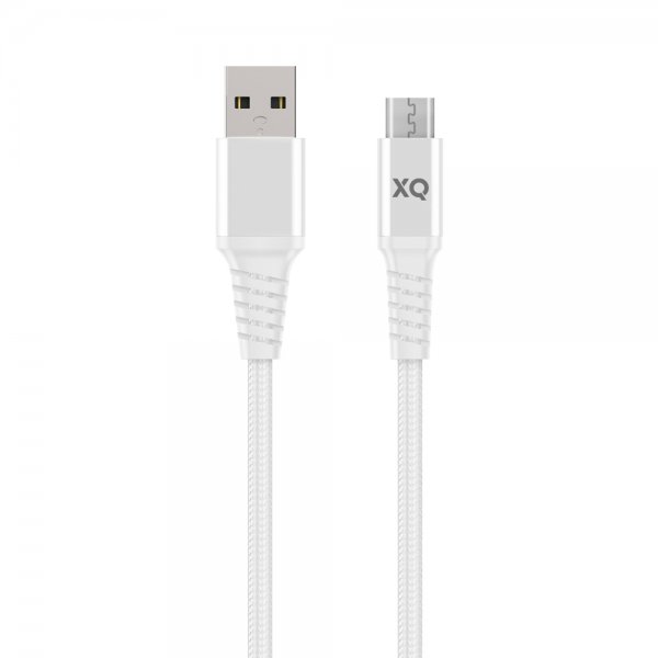 Xqisit USB till Micro USB Kabel Flätad Extra Stark 2 m Vit