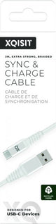 Xqisit USB-A till USB-C Kabel Flätad Extra Stark 2 m Vit
