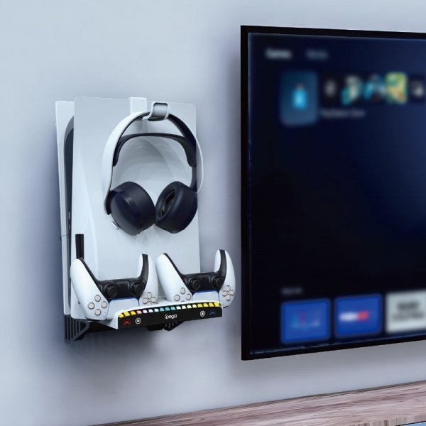 Ipega Väggmonterad Dockningstation till PS5/PS5 Slim RGB