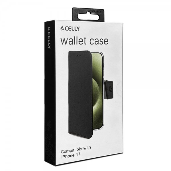 Celly iPhone 17 Fodral Wally Wallet Case Svart
