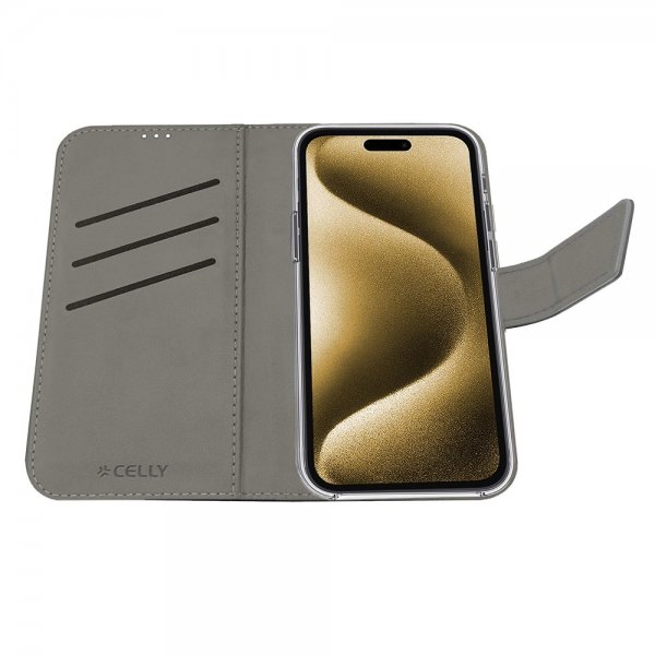 Celly iPhone 17 Pro Max Fodral Wally Wallet Case Svart