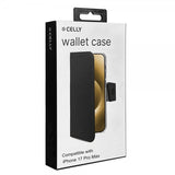 Celly iPhone 17 Pro Max Fodral Wally Wallet Case Svart