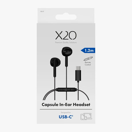 X2O Trådade Hörlurar USB-C Capsule 1.2m Svart