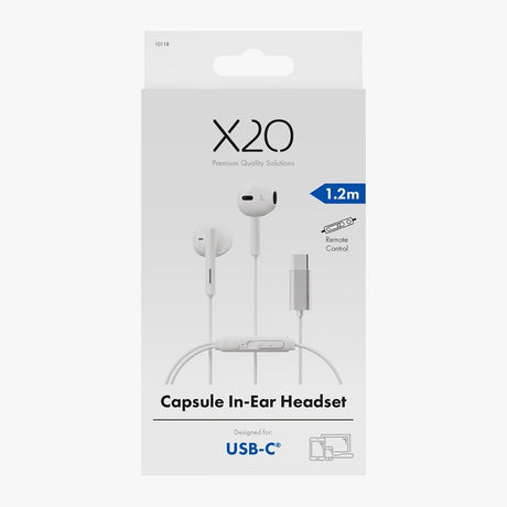 X2O Trådade Hörlurar USB-C Capsule 1.2m Vit