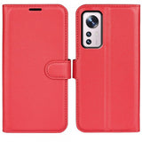 Xiaomi 12 Pro Fodral Litchi Röd