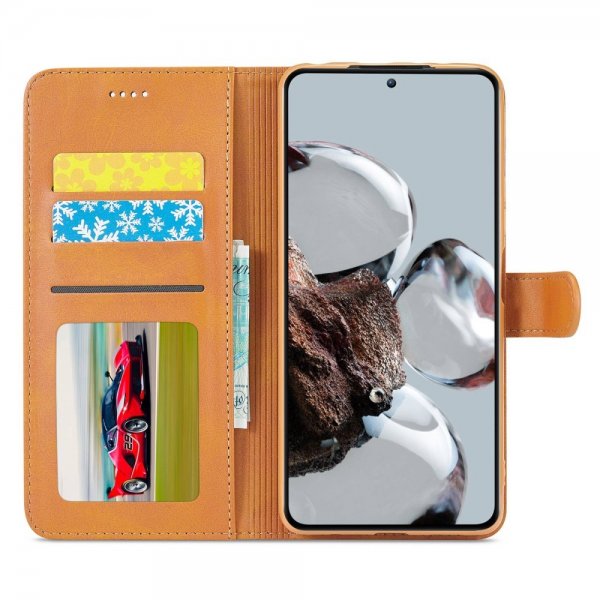 Lc.Imeeke Xiaomi 12T/12T Pro Fodral med Kortfack Stativfunktion Ljusbrun