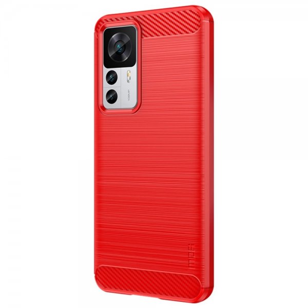 Mofi Xiaomi 12T/12T Pro Skal Borstad Kolfibertextur Röd