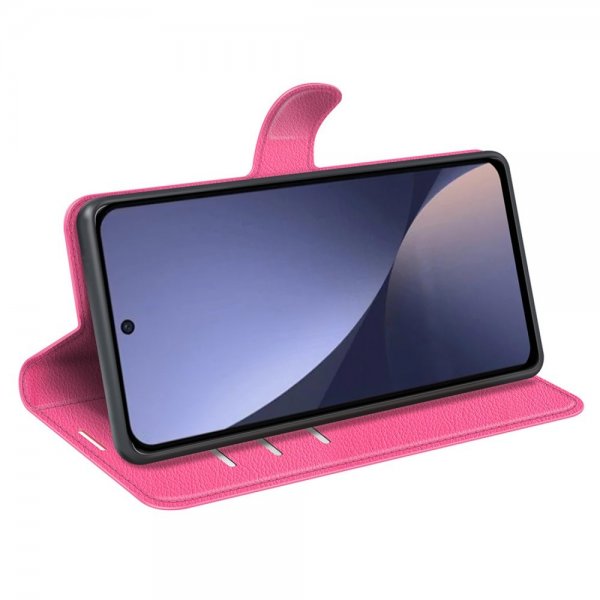 Xiaomi 13 Fodral Litchi Magenta