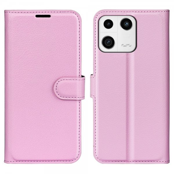 Xiaomi 13 Fodral Litchi Rosa