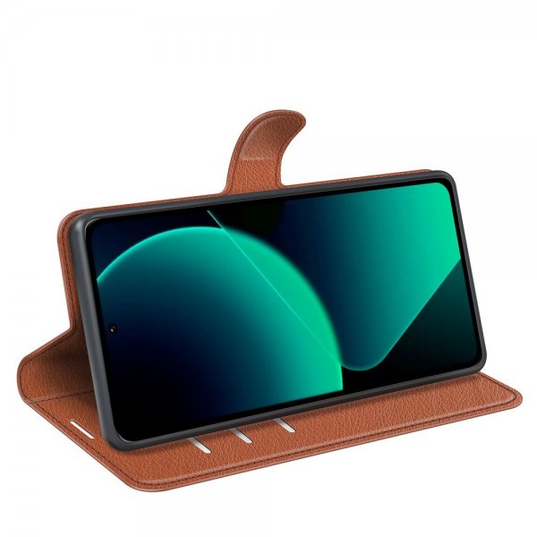 Xiaomi 13T/13T Pro Fodral Litchi Brun