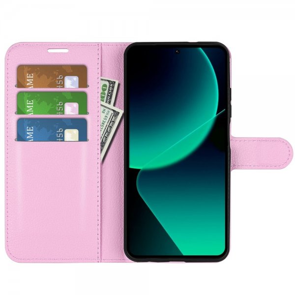 Xiaomi 13T/13T Pro Fodral Litchi Rosa