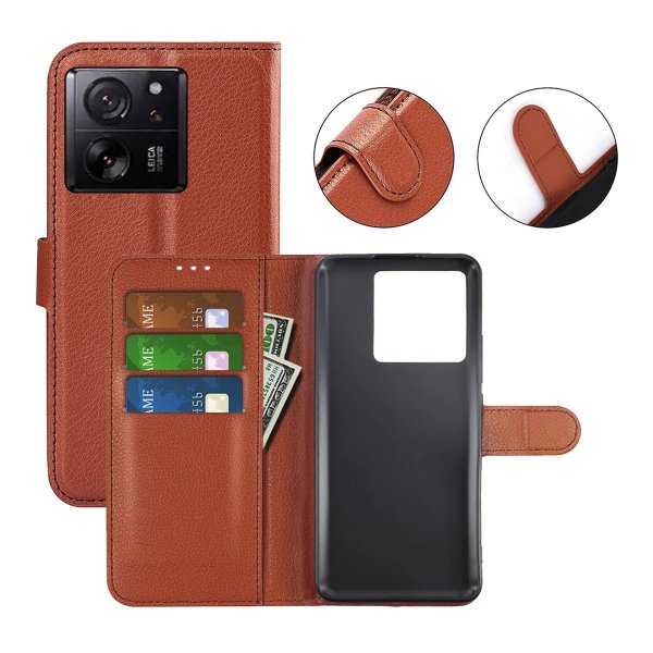 Xiaomi 13T/13T Pro Fodral med Stativ Brun