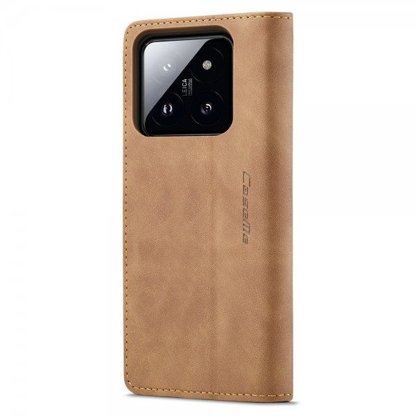 CaseMe Xiaomi 14 Fodral Retro Flip Brun