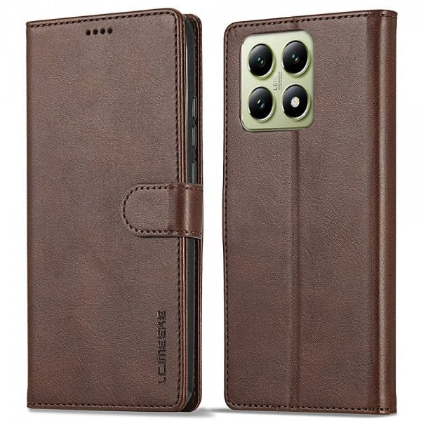 Lc.Imeeke Xiaomi 14T Fodral med Kortfack Stativfunktion Mörkbrun
