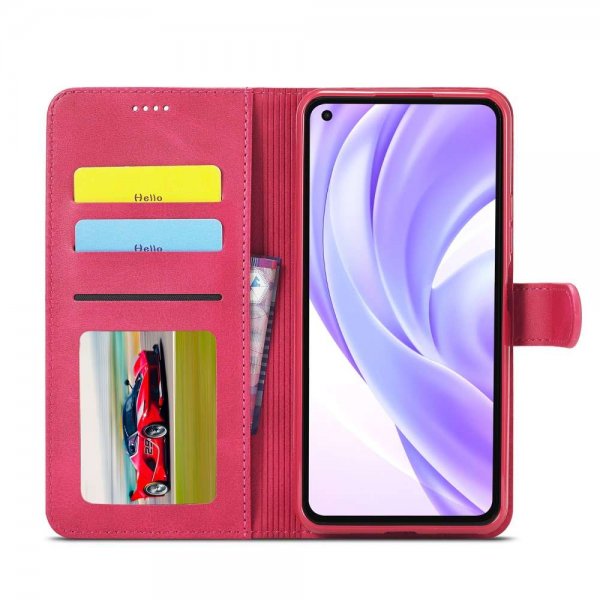 Lc.Imeeke Xiaomi Mi 11 Fodral med Kortfack Magenta