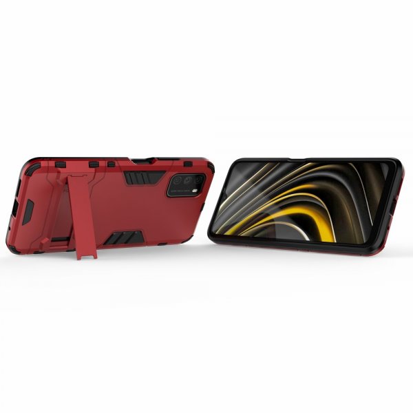 Xiaomi Poco M3 Skal Armor Stativfunktion Röd