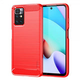 Mofi Xiaomi Redmi 10 Skal Borstad Kolfibertextur Röd