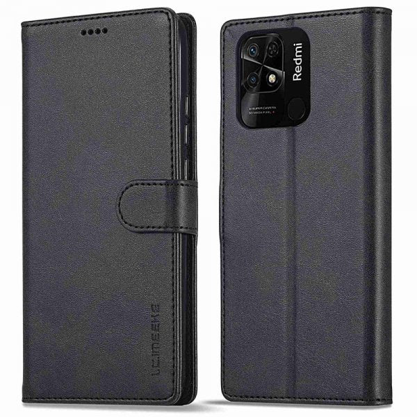 Lc.Imeeke Xiaomi Redmi 10C Fodral med Kortfack Stativfunktion Svart
