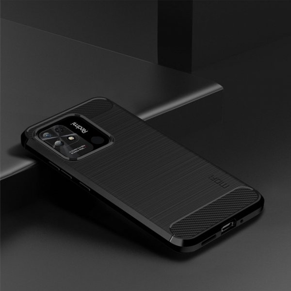 Mofi Xiaomi Redmi 10C Skal Borstad Kolfibertextur Svart