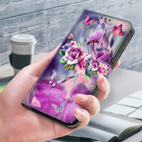 Xiaomi Redmi 12C Fodral Motiv Fjärilar och Blommor