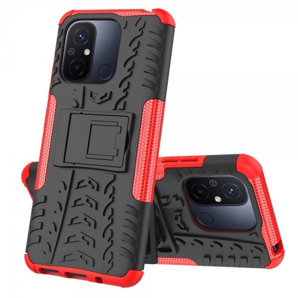 Xiaomi Redmi 12C Skal Däckmönster Stativfunktion Röd