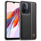 Lc.Imeeke Xiaomi Redmi 12C Skal Kolfibertextur Röd Stripe Svart