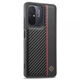 Lc.Imeeke Xiaomi Redmi 12C Skal Kolfibertextur Röd Stripe Svart