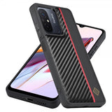 Lc.Imeeke Xiaomi Redmi 12C Skal Kolfibertextur Röd Stripe Svart